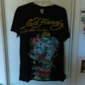 Ed Hardy Full Frontal Rhinestone Tiger Shirt